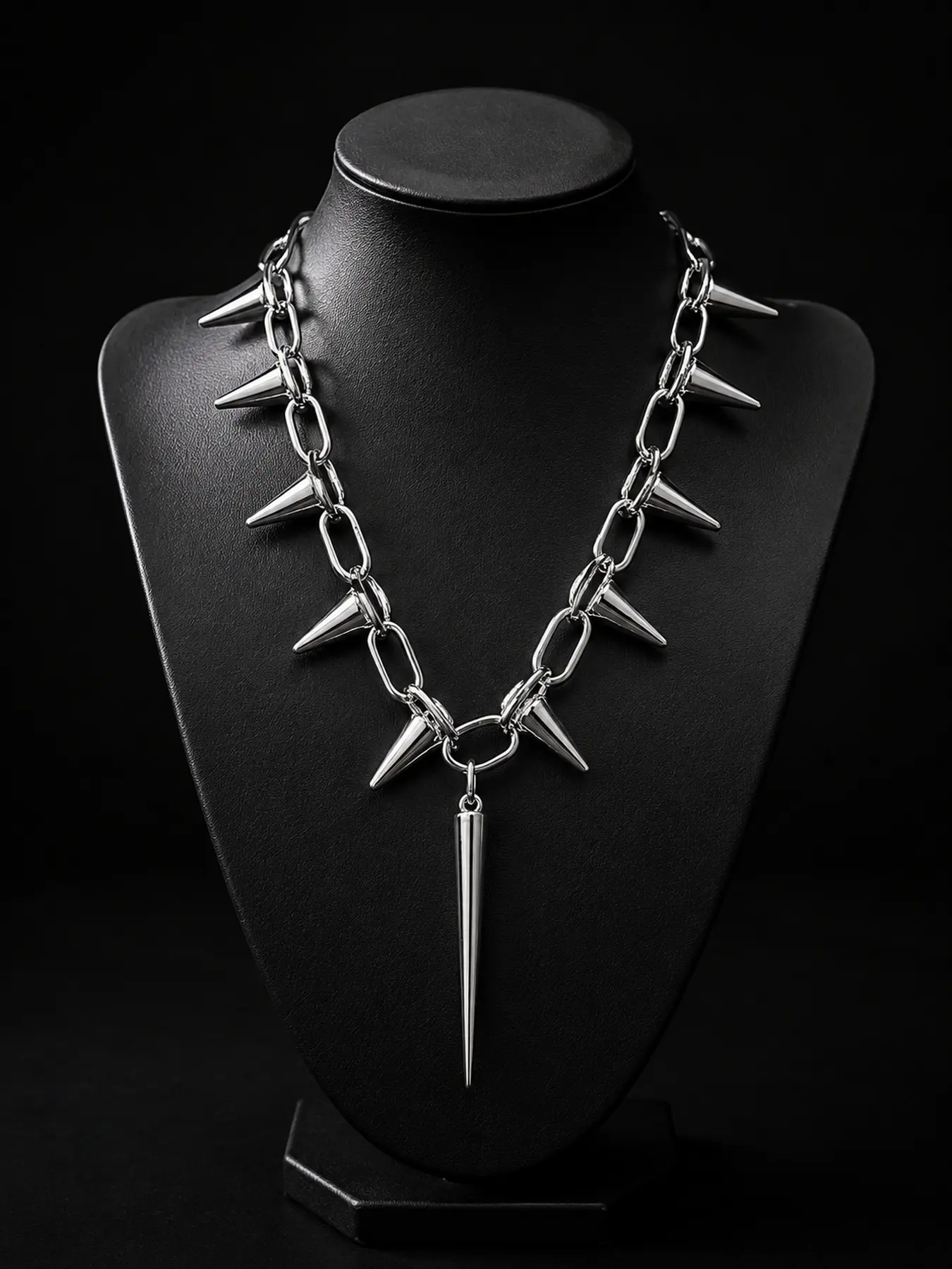Punk Style Spiked Chain Necklace, Edgy Statement Jewelry, Alternative Streetwear Necklace for Women & Men