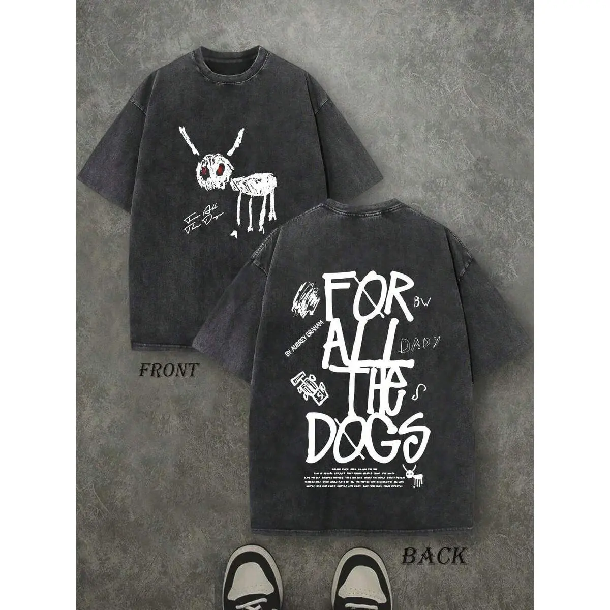Double-Sided Digital Printed T-Shirt Rapper DrakeFOR ALL THE DOGS Graphic TeeHip Hop T Rend T-Shirt  1Pcs Casual Soft Short Sleeve Pure 100%  220gsm T-Shirt ,Unisex