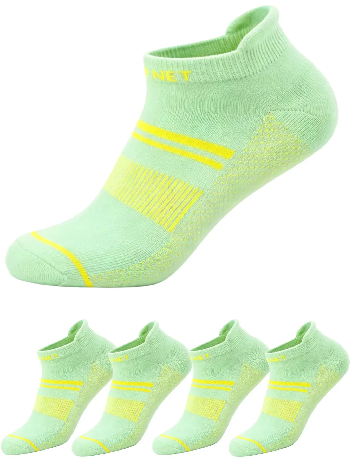 Breathable Mesh Athletic Ankle Socks, Non Slip Dotted Sole, Striped Low Cut Trainer Socks, Cushioned Arch Support, Multi Color, Unisex