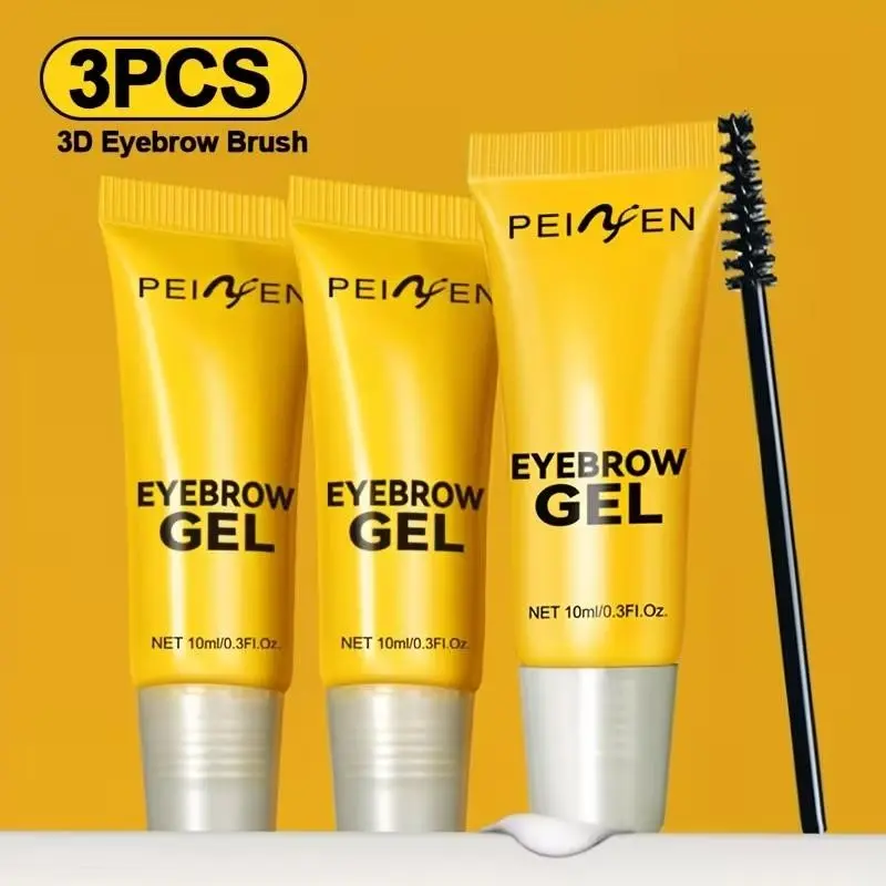 3pcs Eyebrow Styling Gel with Brush: 3D Outline Natural Shape, Strong Shaping, Waterproof and Sweat-proof, Long-lasting Transparent, Suitable for All Skin Types