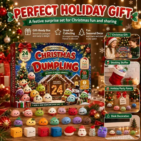 2026 Christmas Countdown Blind Box, 24-Day Mystery Gift Set, Sensory Fidget Toy, Festive Holiday Present, Soft Baozi Design