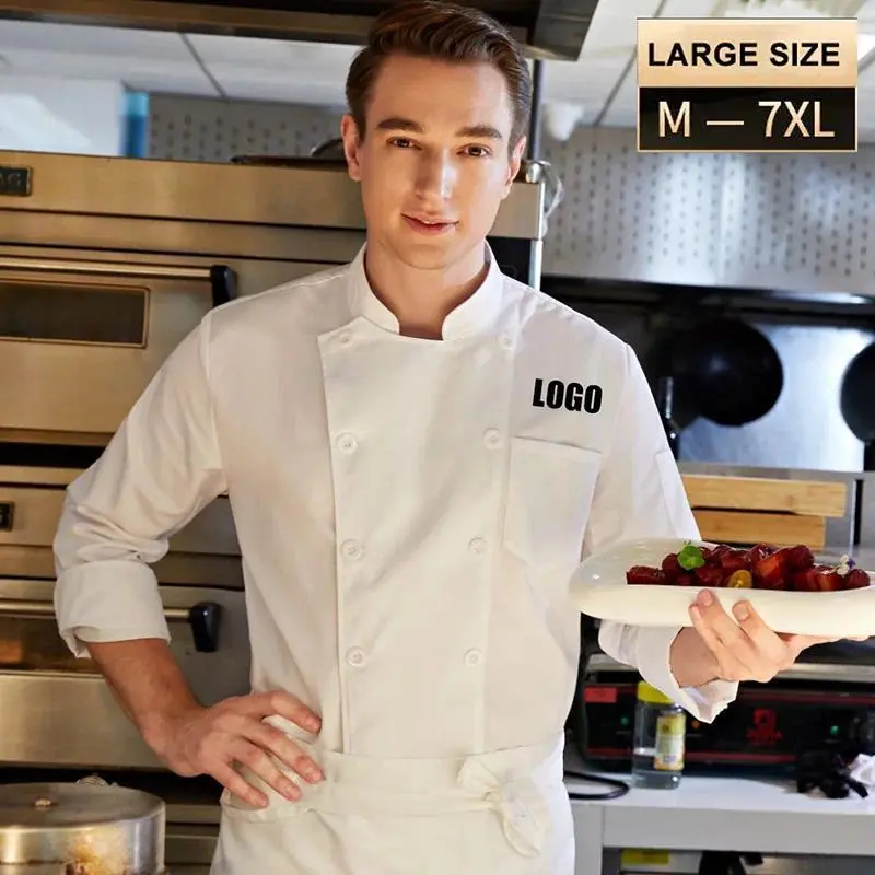 Professional Chef Uniforms Custom Kitchen Long Sleeve Jacket Men Women Cook Coat Free Printing Logo Patissier Costumes Tops