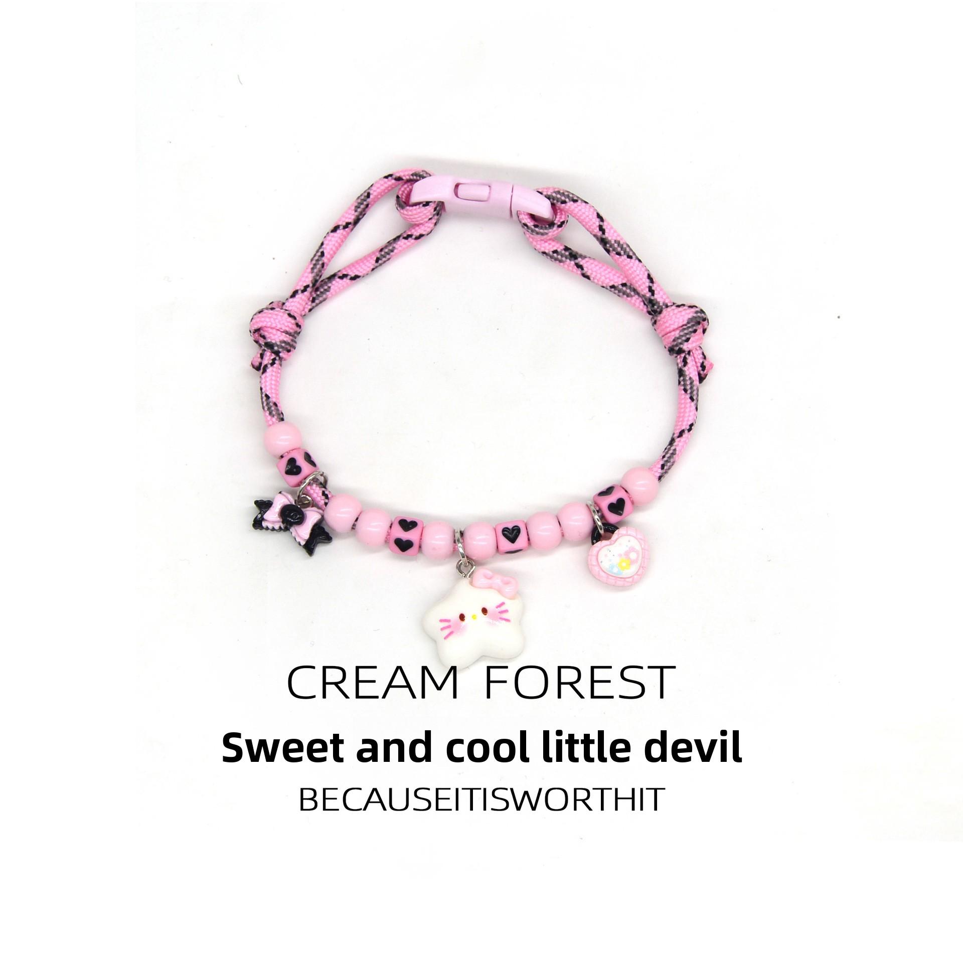 Cat and Dog Collar Necklace with Bell, Cute Paw Print, Simple Bell, Colorful Adjustable Collar