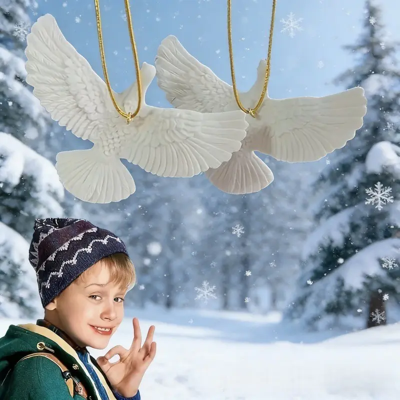 Realistic Resin Dove Ornament, Hanging Bird Statue, Perfect for Holiday Decor, Ideal Valentine's Gift, Christmas Decoration