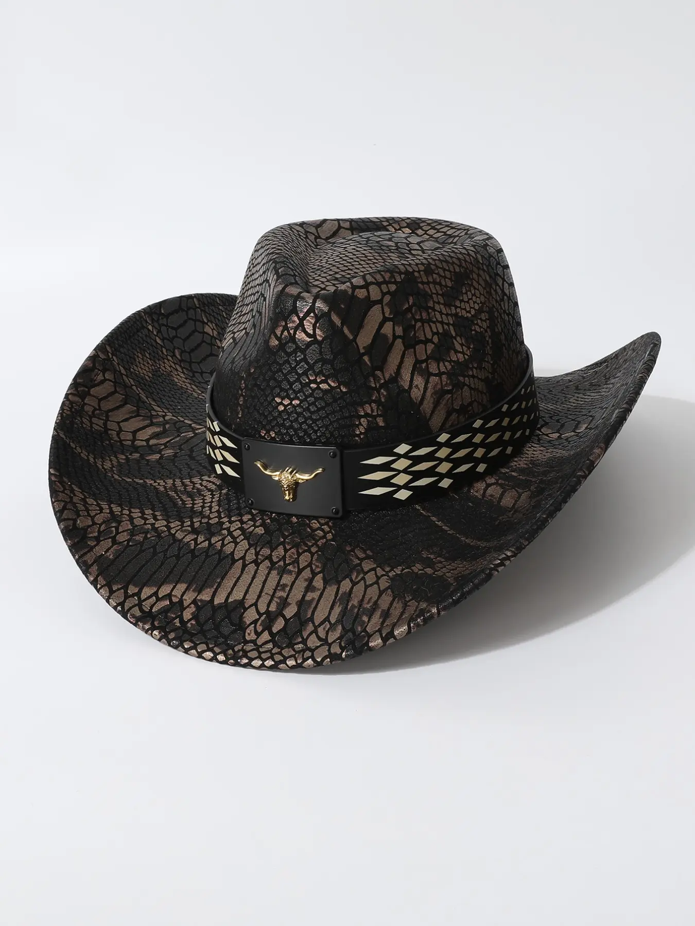 Unisex Western Cowboy Hat with Snake Pattern, Cowboy Style Hat, High-Quality Jazz Hat for Daily Wear, Parties, Music Festivals, Role-Playing Events