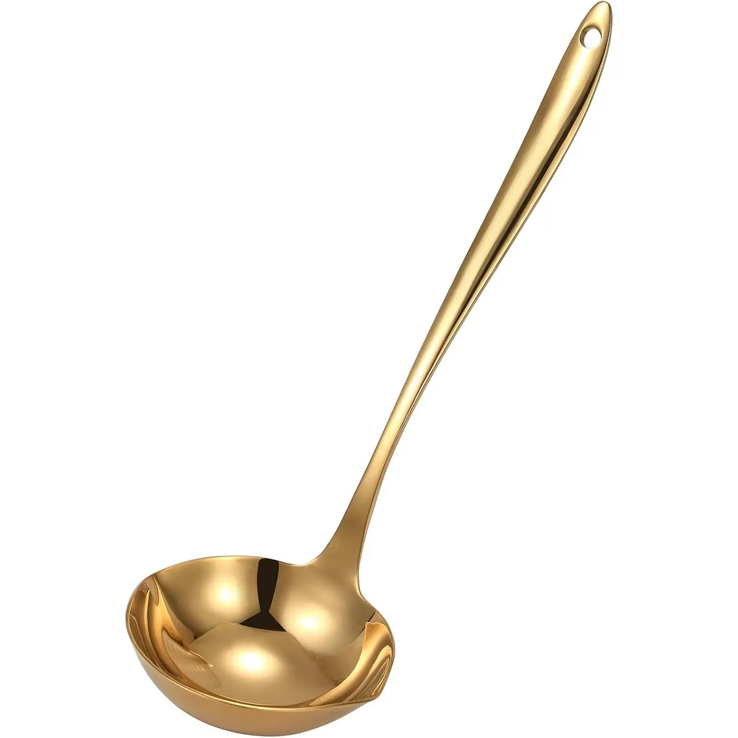4.Oz 18/10 Stainless Steel Kitchen Ladle Cooking Utensils with 11.8-Inch Handle,Heavy Duty Serving Large Soup Spoon,Dishwasher Safe(Gold)