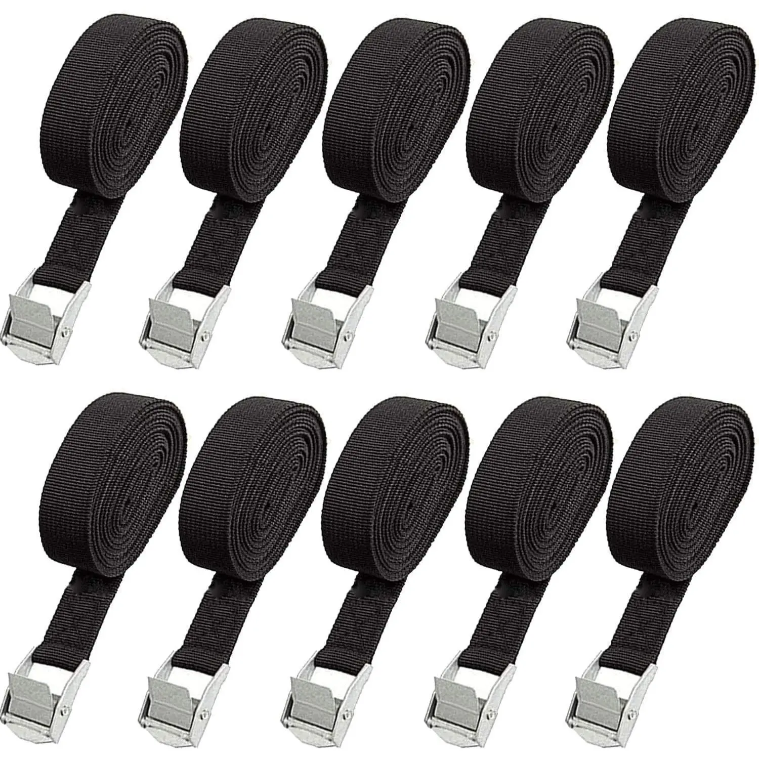 10 Pack Lashing Straps 16ft x 1" Tie Down Straps Cam Buckle Straps Heavy Duty Secure Straps up to 600 lbs for Kayak, Cargo, Luggage, Cinch, Canoe, Bicycles, Motorcycles, Truck