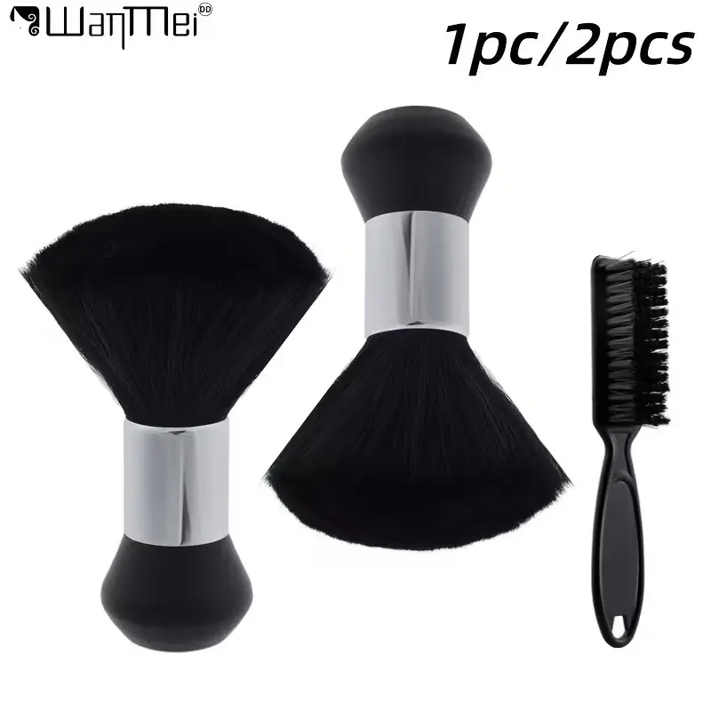 1pc/2pcs Professional Barber Neck Duster Brush, Black Cosmetic Hairdressing Sweeping Neck Hair Cleaning Duster Brush for Barbershop Hair Cut Brush Barber Additions Grooming Cleaning Supplies Barbering Tools