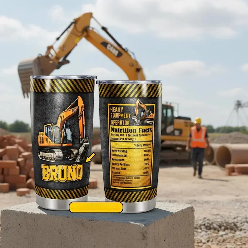 Custom Excavator Tumbler, Heavy Equipment Operator, Construction Worker Gift for Him, Excavator Lover Gifts, Engineer Gift, Christmas Gifts