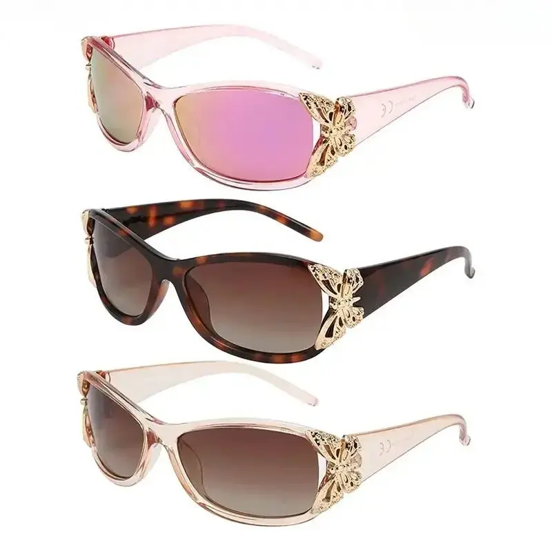 Polarized Wrap Around Butterfly Sunglasses for Women, UV400 Protection Y2K Trendy Shades for Driving Fishing, Baby Pink Option