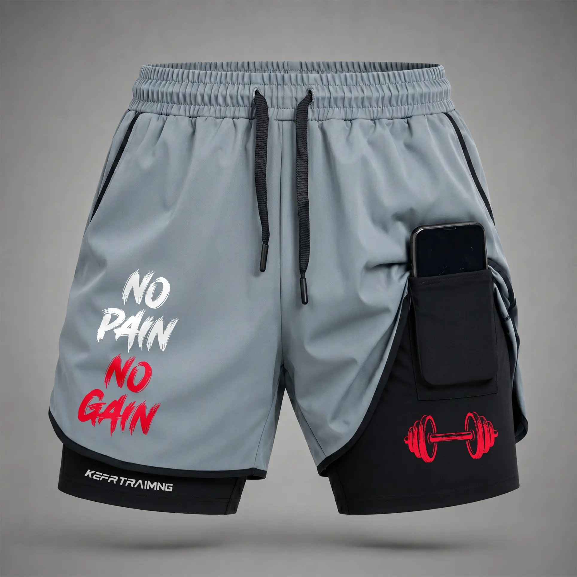 Men's 2-in-1 Athletic Gym Shorts with Compression Liner, Regular Fit, Breathable Activewear, Graphic Print, Phone Pocket, Back Towel Loop for Gym, Running, Men's Gym Shorts, Shorts For Gym