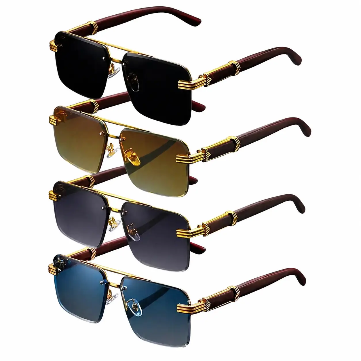 Unisex Vintage-Inspired Oversized Square Sunglasses - Double Bridge, Lightweight Retro Eyewear for Men and Women, Ideal for Casual Outings and Festivals, Timeless Classic Frame