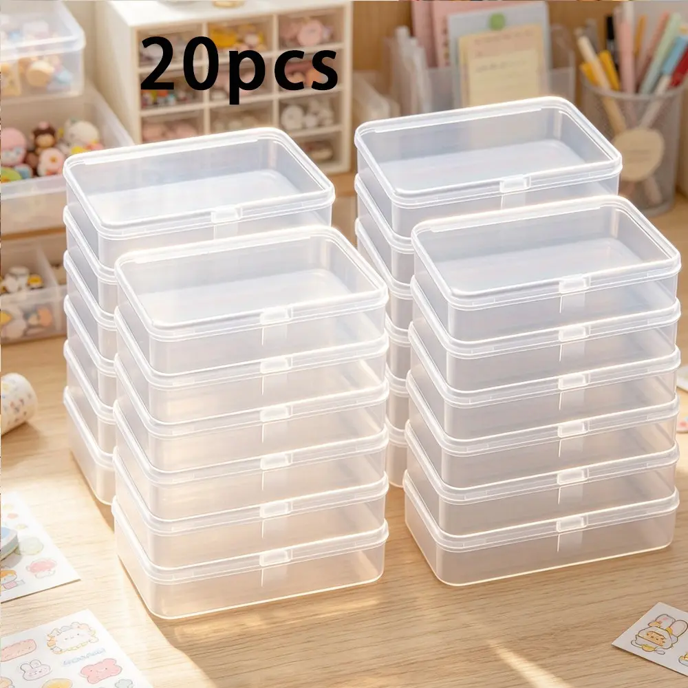 20pcs Transparent Dust-Proof DIY Storage Boxes, Durable PP Material, Secure Clip Lid, Ideal for Jewelry, Beads, Tools, Office Supplies