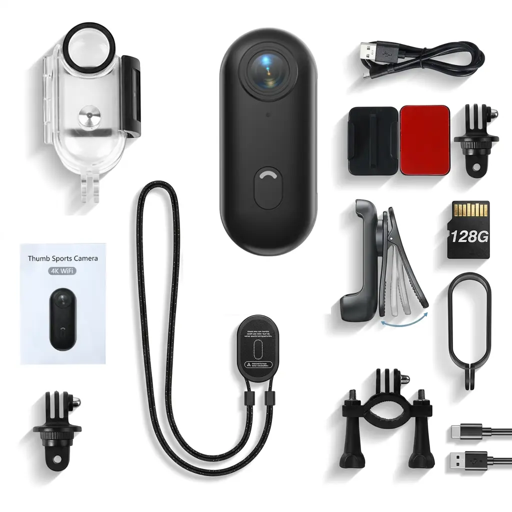 4K Mini Body Camera with 110° Wide Angle IPX7 Waterproof 128GB Storage Wi-Fi App Control for Work Travel Fishing Pet Walking 4K/30fps Resolution  camera Card Handycam vlogging camera Portable Body Cam Digital Cam