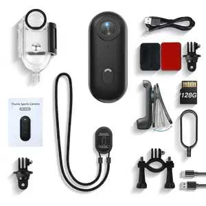 Mini 4K Action Camera with 128G Thumb Device, EIS Stabilization, Magnetic Clip - Waterproof Underwater Vlogging Video Recorder for Running, Outdoor Adventures, Father's Day Gift, Vlogging Camera, Video Recording Camera