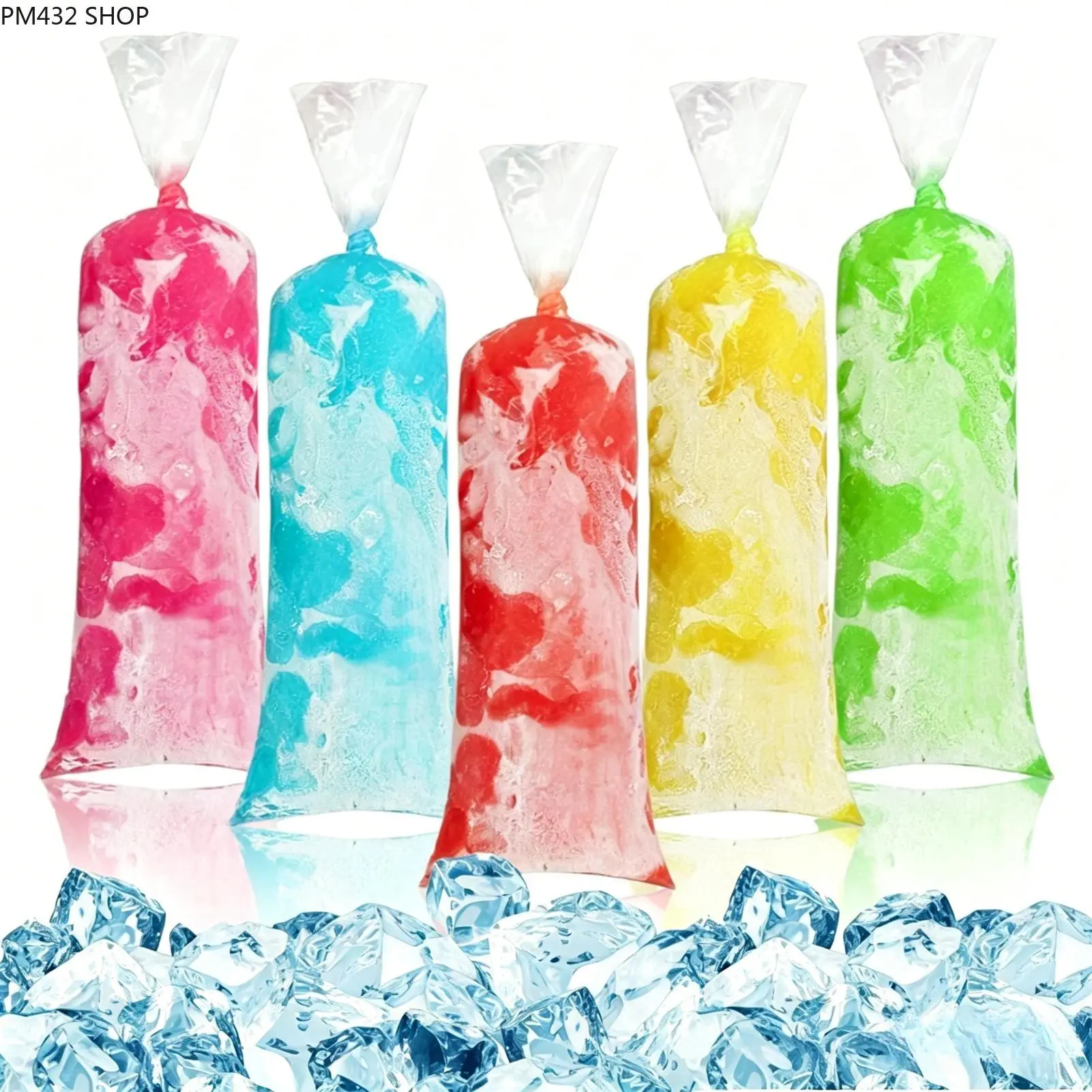 Transparent Ice Pop Bag, DIY Plastic Freezer Bag for Shaved Ice and Ice Cream, Disposable Ice Maker Pouch for Homemade Dessert and Home Use