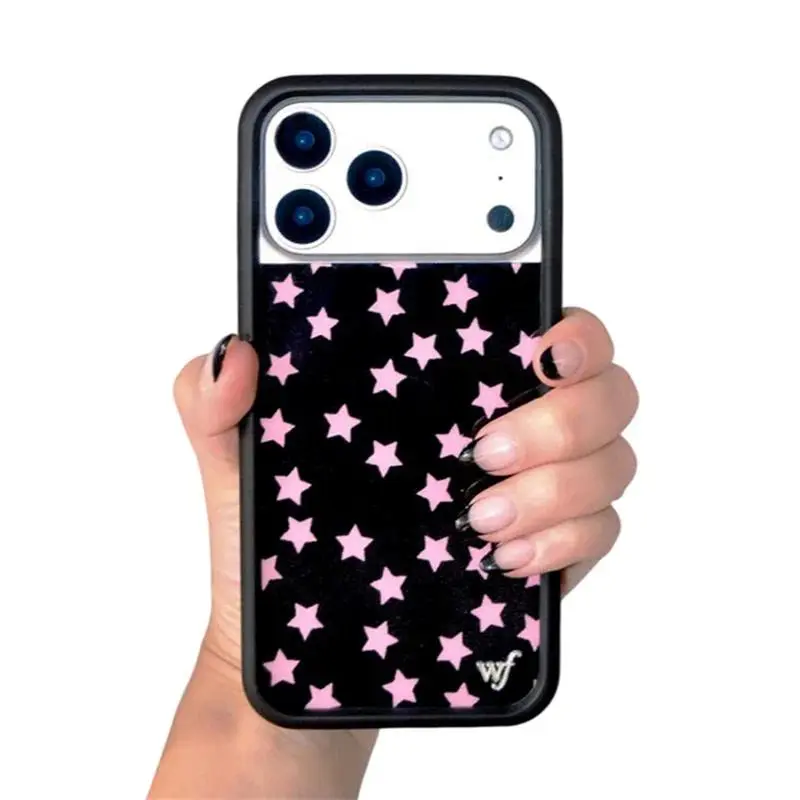 Wildflower ins Super Cute Star Phone Case for iPhone 17 16 15 14 13 12 Pro Max Plus WF Fashion Black Red shockproof Back Cover