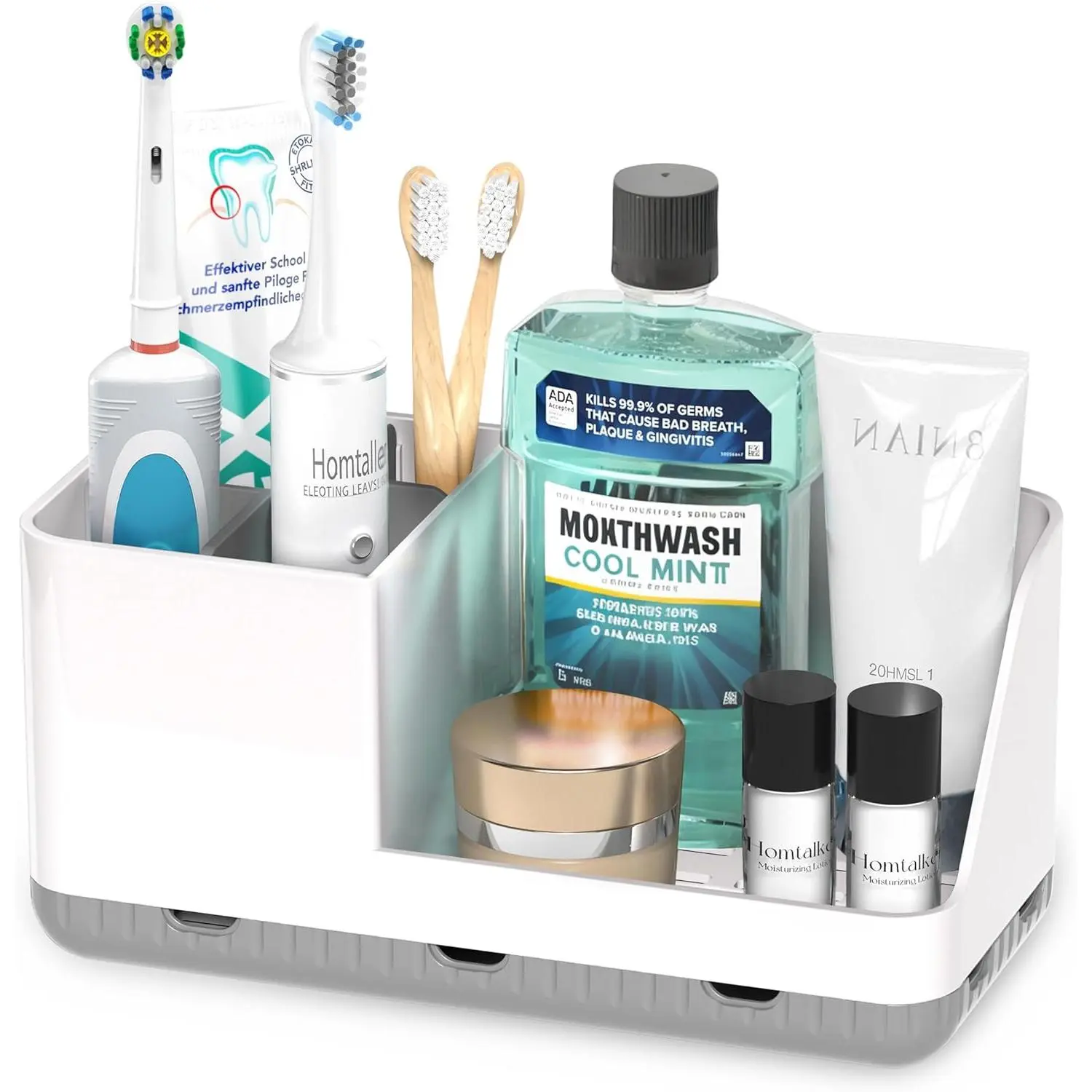 Toothbrush Holders for Bathroom Counter Detachable Bathroom Organizer and Storage Electric Toothbrush and Toothpaste Holder, Bathroom Decor Accessories for Countertop, Shower, Sink