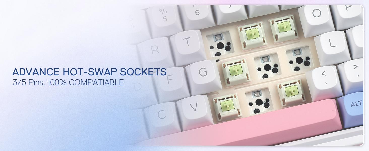 Redragon K709 PRO 65% Wireless Gasket RGB Gaming Keyboard, 68 Keys Hot-Swap Compact Mechanical Keyboard w/Free-Mod Socket, 5-Layer Noise Dampening & Round PBT Keycaps, Quiet Custom Linear Switch