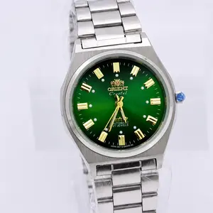 EcoSmart Mart AAA Men Vintage Self-Winding Automatic Mechanical Watch, Luminous Gold Stick Markers Solid Stainless Steel Bracelet Multi Color Sunburst Gradient Dial Retro Casual Business Wristwatch Daily Splash Resistant
