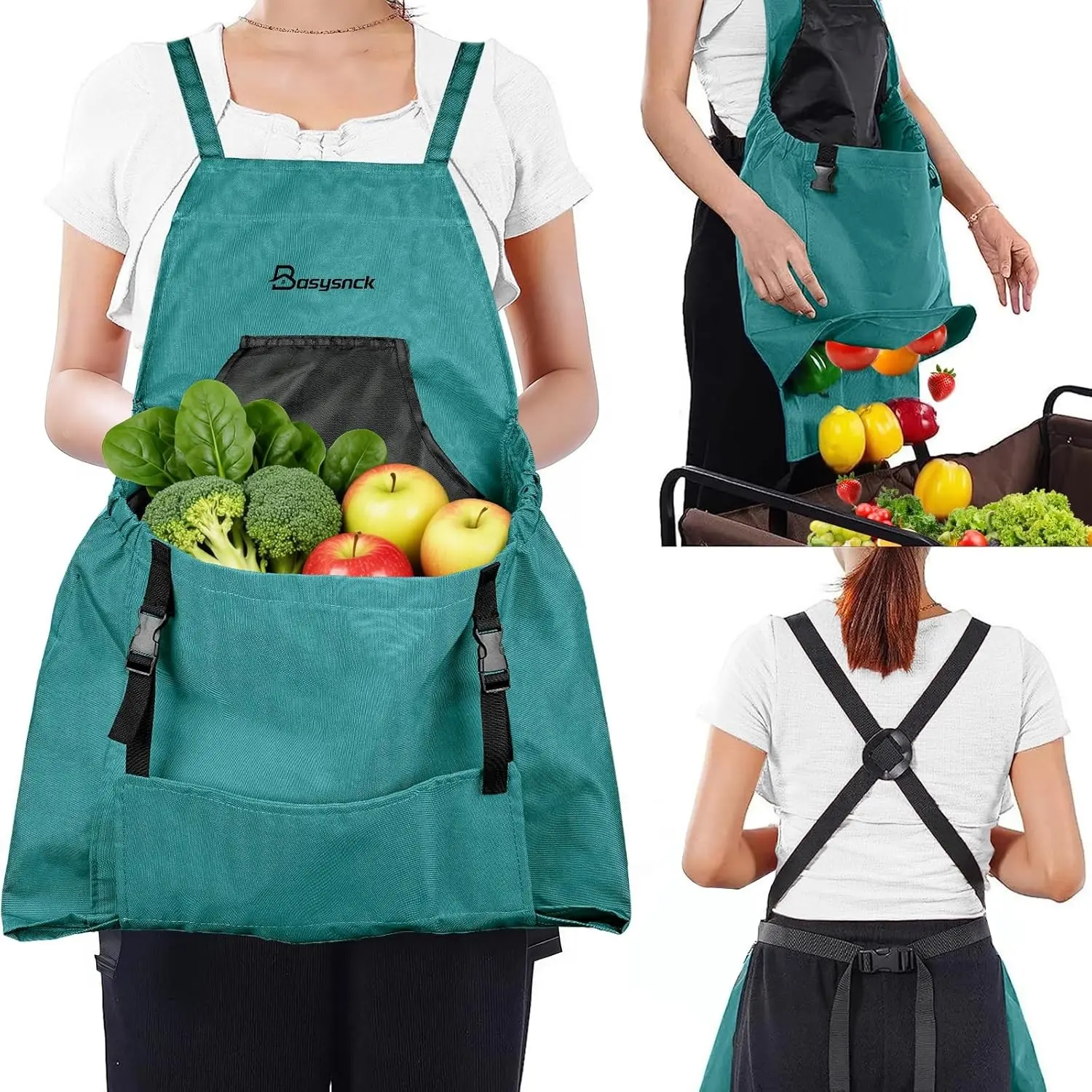 Women's Pocketed Gardening Apron, Multi-Use Farm Apron for Harvesting, Picking, Weeding (Suitable for Men Too)