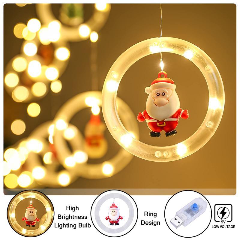 1PC Christmas Window Light,  Ornament LED Curtain Lights ,USB Powered DIY Light String with Remote Control, Cartoon Shape LED Lantern for Bedroom Patio Garden Party Home Indoor Outdoor Decor, Lighted Lantern