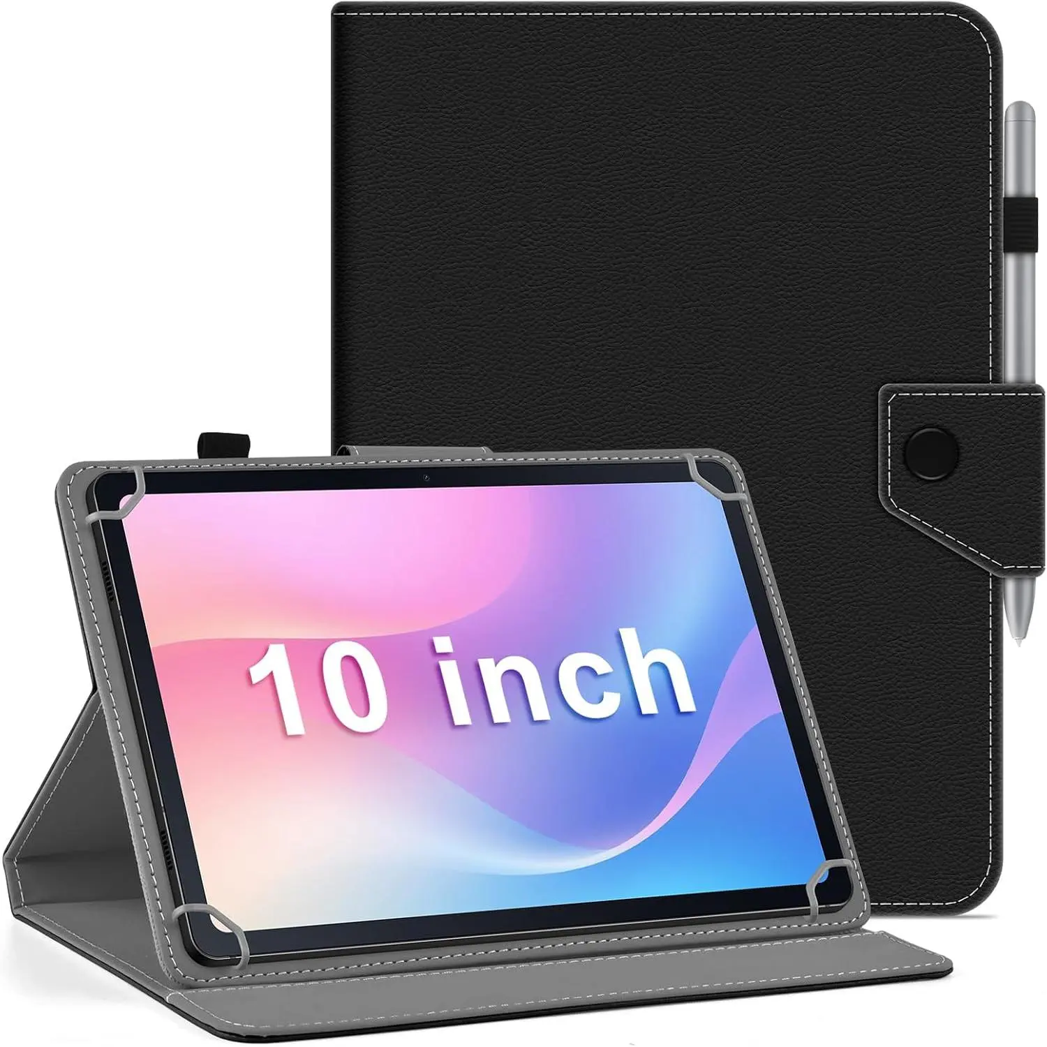 10.1 inch Tablet Case,10 inch Tablet Cover, Closure Portable Protective Folio Leather Shell Case for  Kinds of 9.6-10.6 inch Android/iOS/Windows Tablet