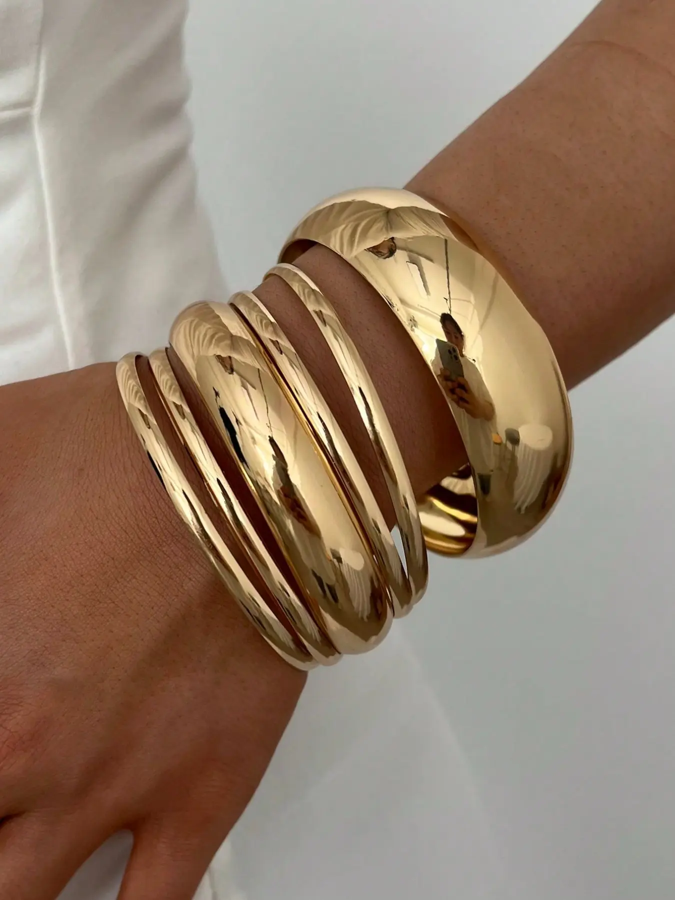 6pcs Vintage Elegant Wide Flat Metal Bangle Bracelets, Bracelet Set, Perfect for Women's Daily Wear, Party, Vacation, Ideal Gift