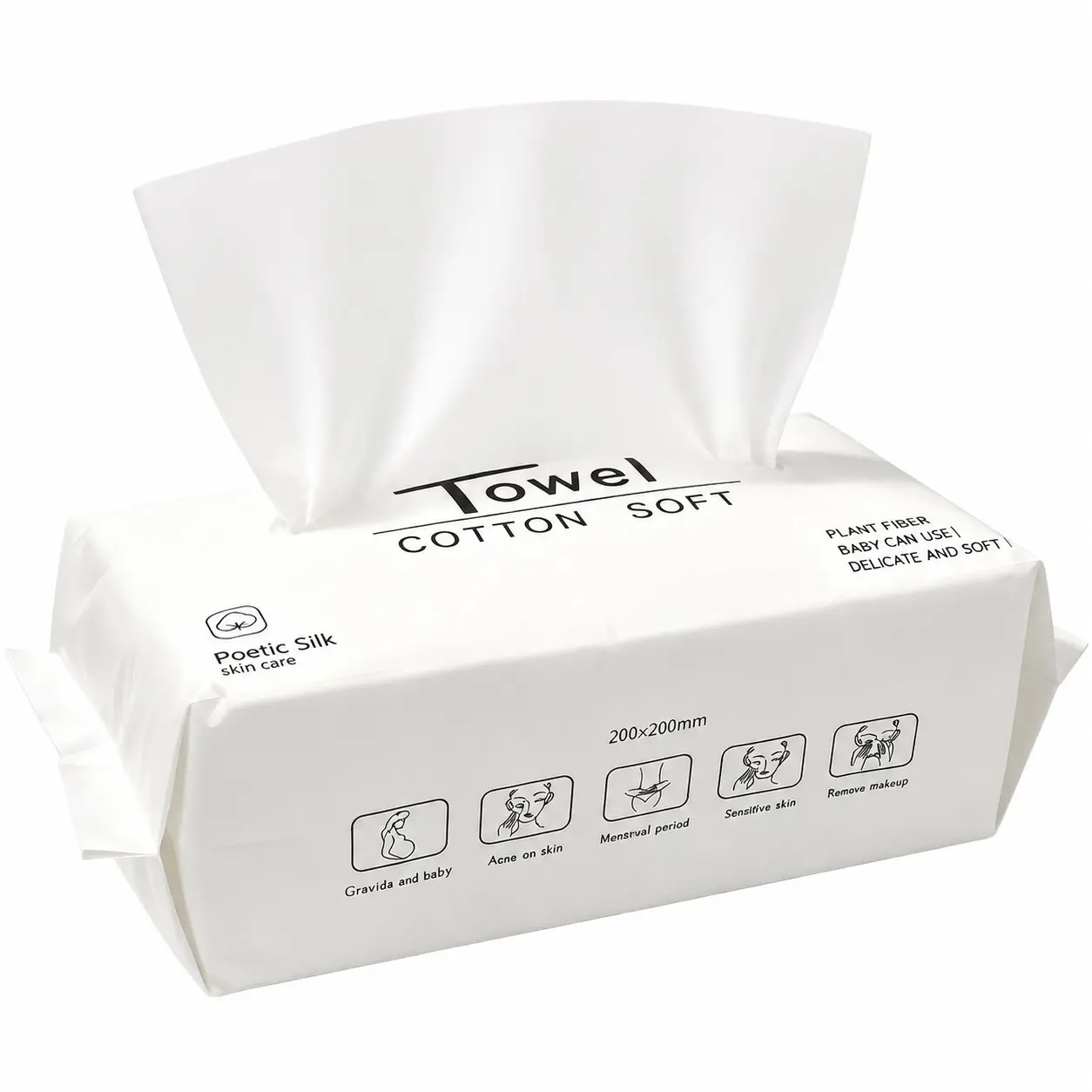 100 Counts Disposable Face Towels 1/2/3/4Packs Biodegradable Ultra Soft & Thick Facial Towels for Sensitive Skin, Lint-Free Makeup Remover Dry Wipes, Multi-Purpose Cleansing Towelettes for Face Wipes, Skincare, Makeup Removal Wipes