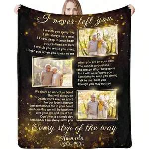 Custom Memorial Poem Blankets With Photos For Loss Of Mother Dad Lover In Heaven,  Personalized Sympathy Bereavement Blanket For Funeral