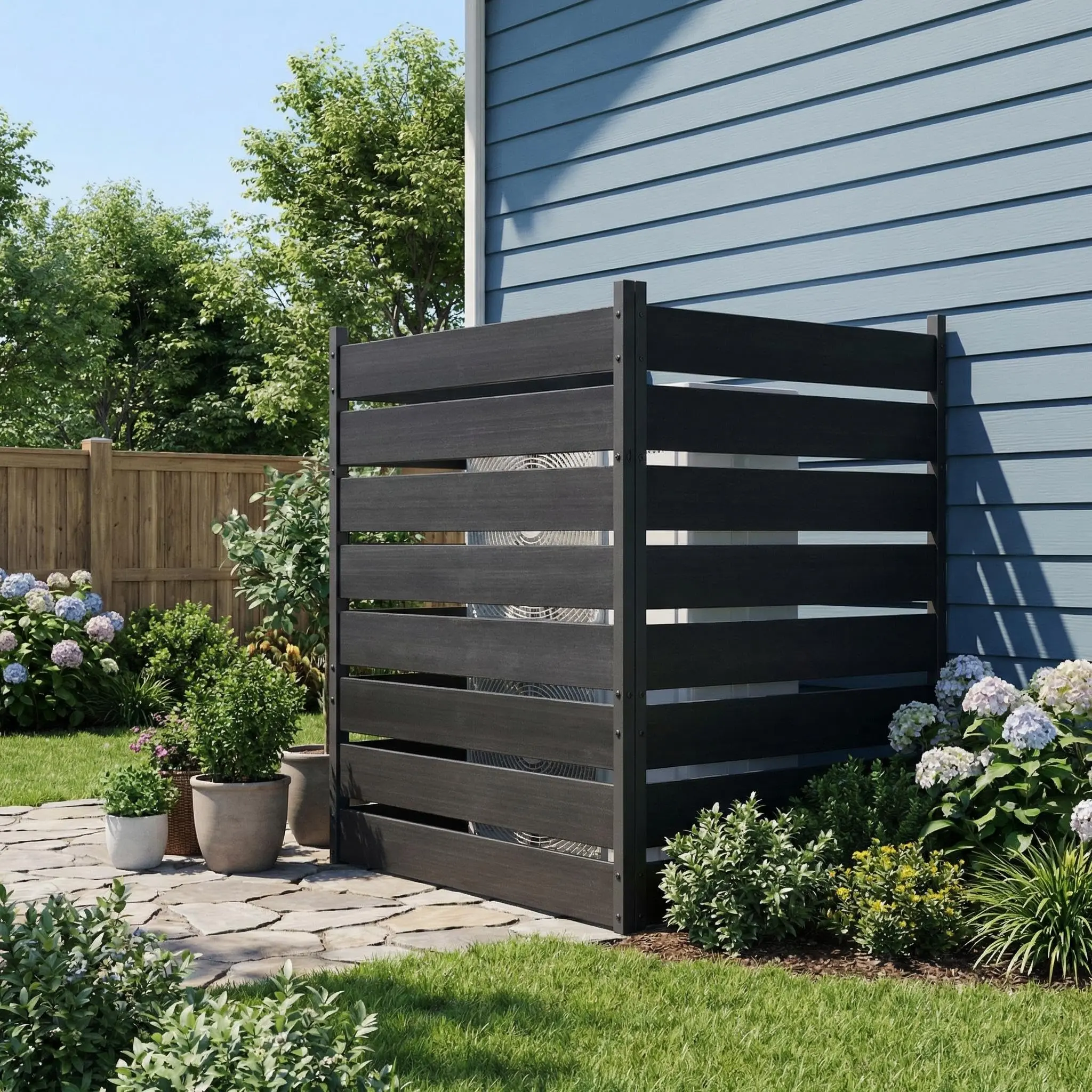 2 Panels Outdoor Privacy Screen Fence, Heavy Duty Decorative Yard Divider Screen, Waterproof Enclosure Cover to Hide Air Conditioner, Pool Gear & Trash Bins