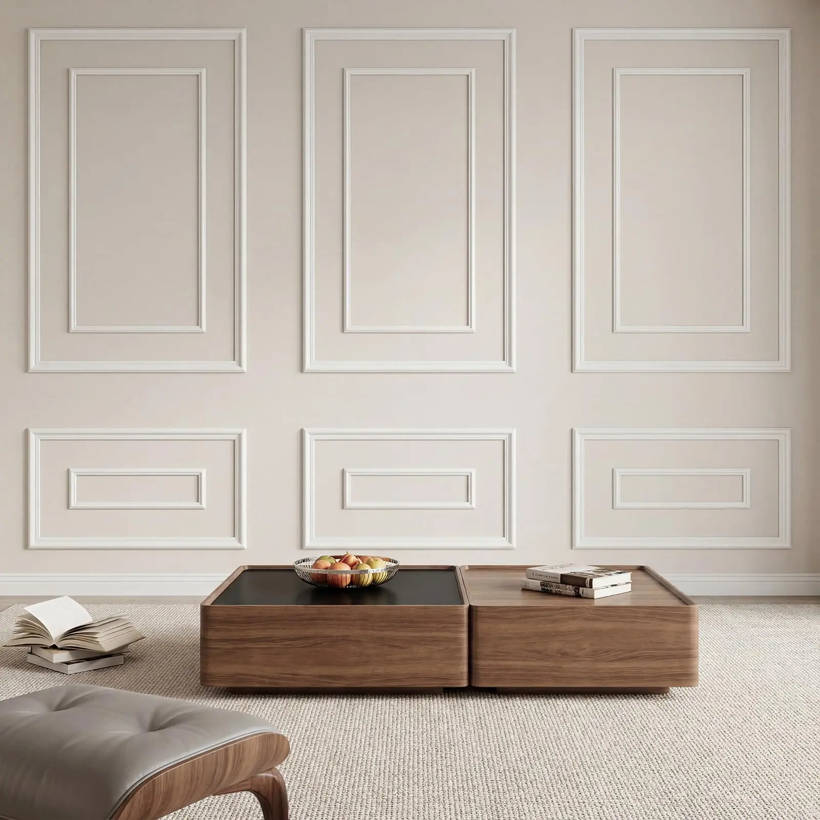 Wall Molding Trim 6PCS – DIY Decorative Wainscoting Accent Panels  –  3D Pre-Cut Bilinear Frame for Living Room, Bedroom Accent Wall, Glue-On Ready-to-Assemble Wall Trim