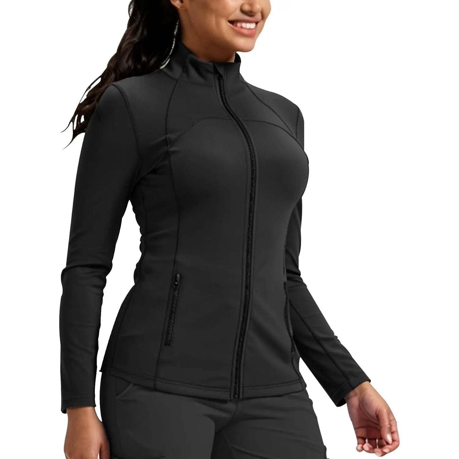 Scrub Jackets For Woman Zip Up Nurse Jacket 4-Way Stretch Yoga Fabric | High Stretch, Comfort Yoga Scrubs Top, Slim Fit, Lightweight Nursing Sweatshirts, Nurse Medical Healthcare Wear