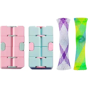 4 Pack Stress Relief and Anxiety Relief Fidget Toys,Infinity Cube,Marble Meshfidget toys