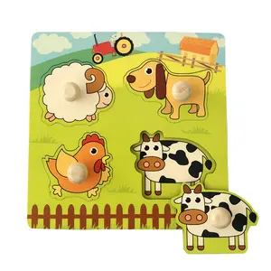Baby Wooden Puzzles Montessori Toys 1 2 3 Years Toddler Toys Hand Grab Board Alphabet Number Cognition Learning Educational Toys