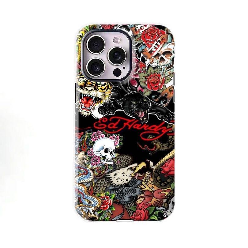 Ed Hardy Inspired Skull & Rose Phone Case | Punk Y2K Phone Protection|Vintage Aesthetic case for iPhone17 ProMax /16/15/14/13/12/11 Plus for Samsung phones, suitable for both men and women,  Perfect Gift for Women Men.A gift for the fans