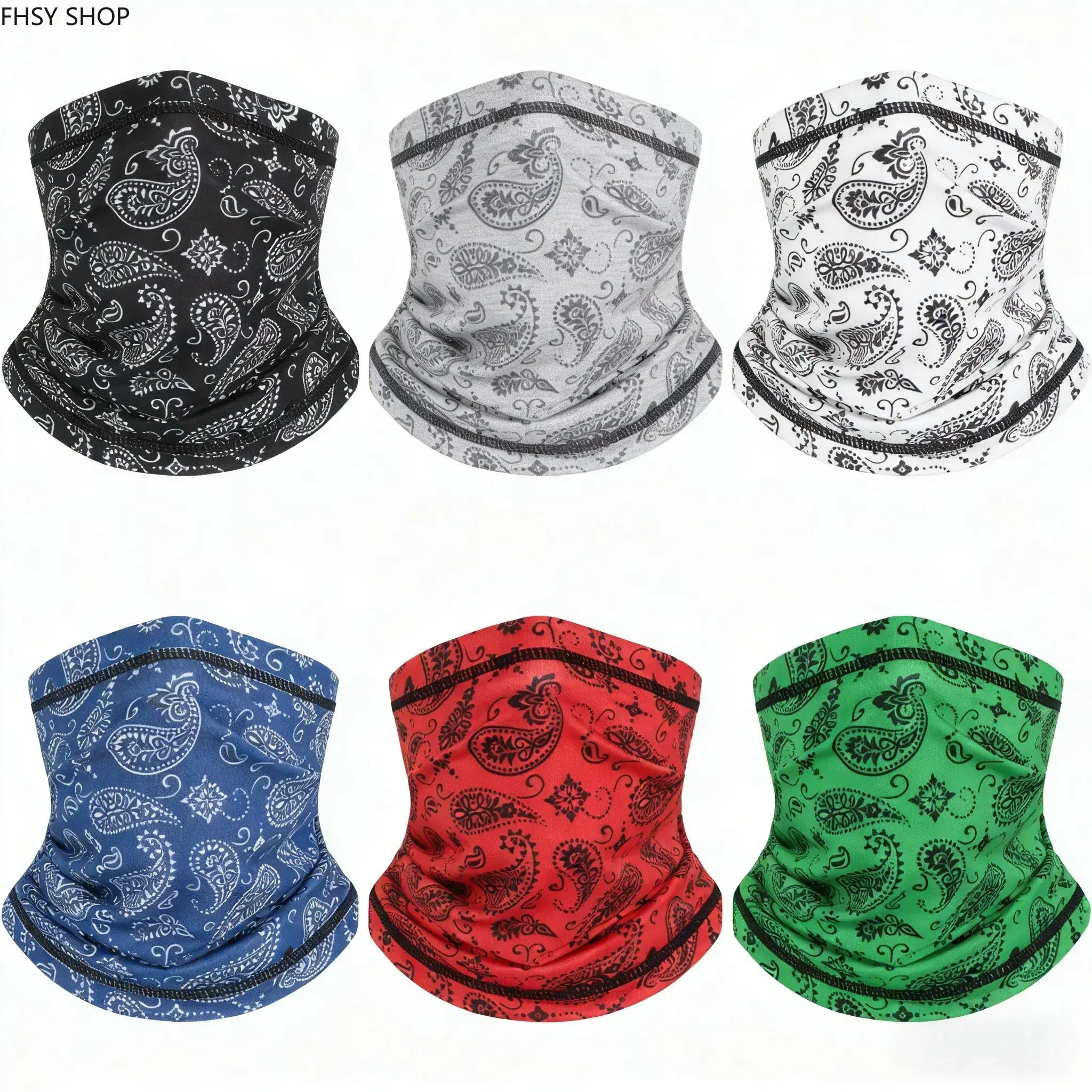 6-Pack Cotton Neck Gaiter Masks for Adults, Quick-Dry Camouflage Balaclava Headwrap, Synthetic Seamless Versatile Face Cover for Biking, Camping & Outdoor Enthusiasts