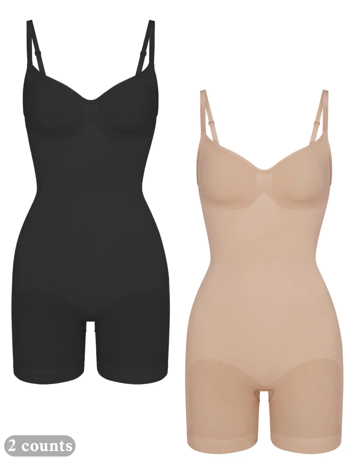 Women's Solid Scoop Neck Seamless Sculpting Figure Flattering Fit Shapewear Cami Romper, Casual Tummy Control Butt Lifting Shapewear Bodysuit Underwear, Ladies Clothes for Indoor Outdoor Wear, Body Shaping Underwear, Womenswear