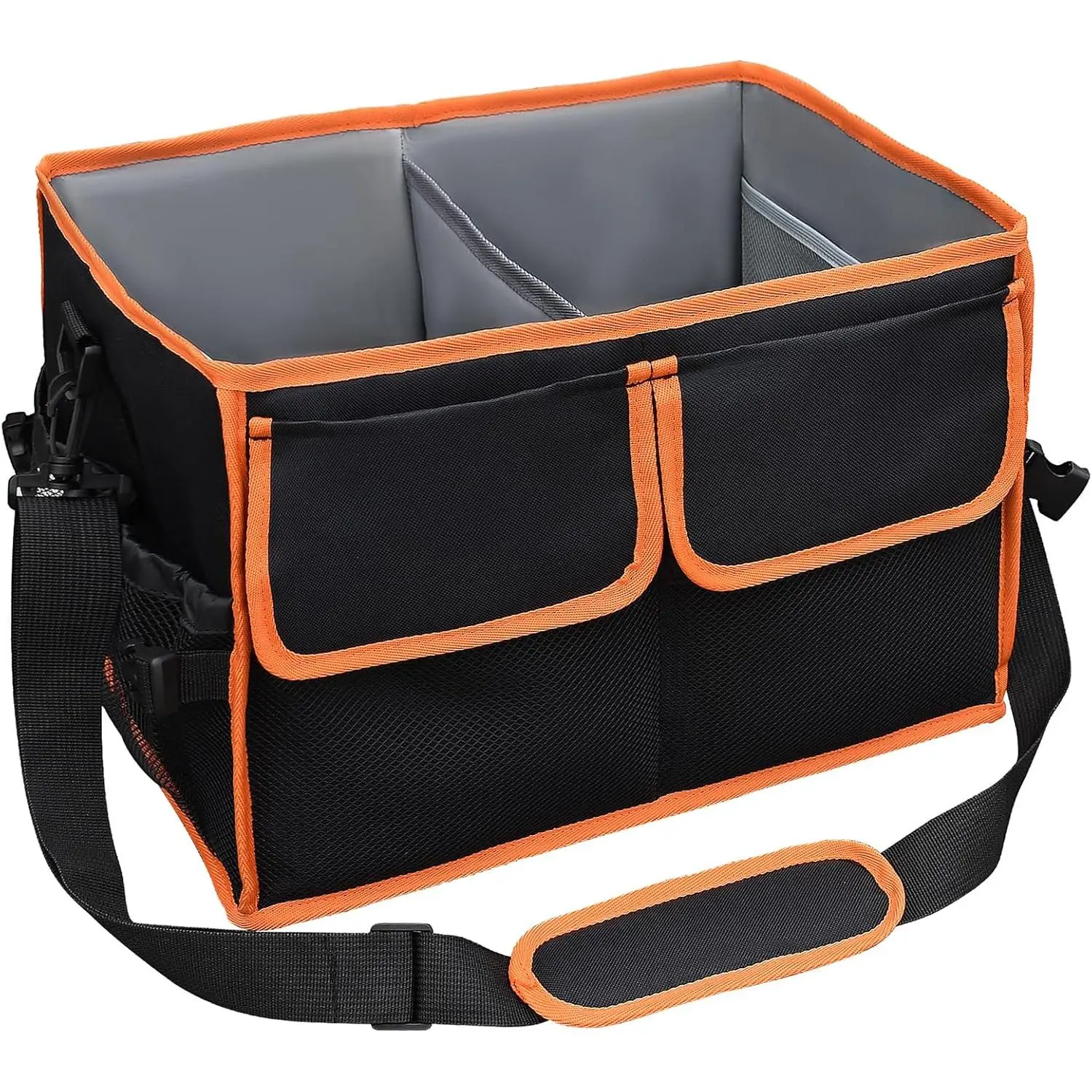 Large Grill Caddy with Paper Towel Holder - BBQ Organizer for Utensils, Condiments - Easy Carry Picnic Caddy for Camping, Travel, RV - 600D Waterproof Oxford Fabric