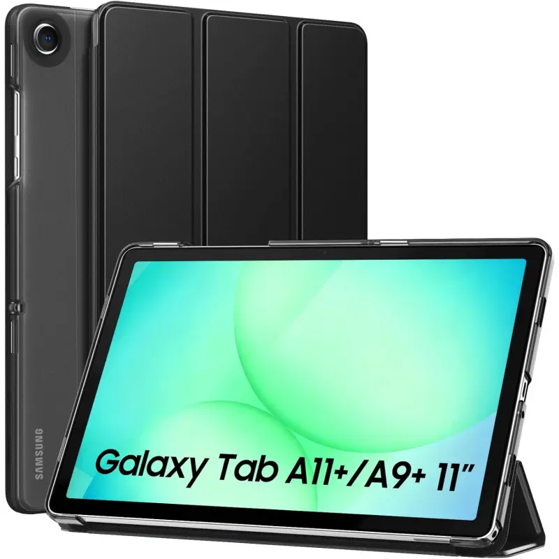 Creativity for Samsung Galaxy Tab A11 Plus / A11+ Case 11 Inch 2026, Galaxy Tab A9 Plus / A9+ Case 11 Inch 2024, Slim Stand Hard PC Translucent Back Shell Smart Cover, Auto Wake/Sleep, Black