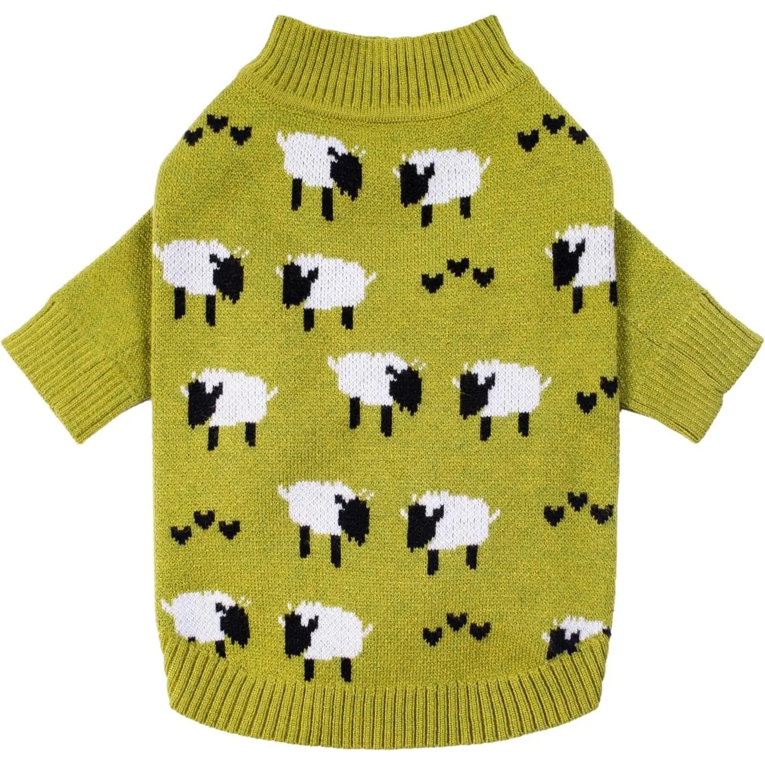 Funny Sheep Dog Sweater, Thermal Winter Clothes for Small Dogs, Boy, Girl - Dog Holiday Pullover Jumper, Pet Outfit - Black, Green, White, S
