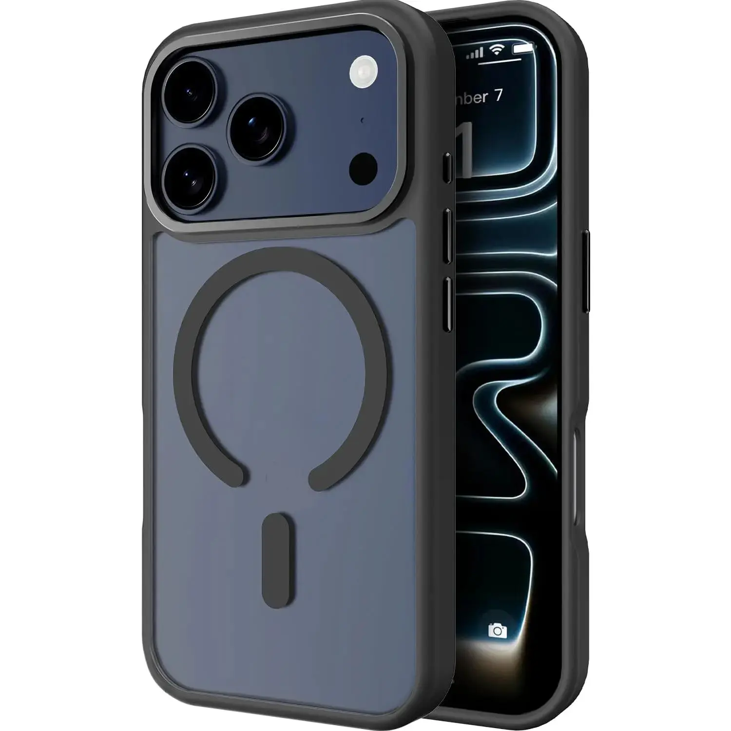 MagSafe-Compatible Protective Phone Case for iPhone 17/17 Pro Max,16,15,14,13,12 - Drop-Proof, Military-Grade Shockproof, Translucent Matte Black, Multi-Model iOS Accessory, Guys Gifts for All Genders