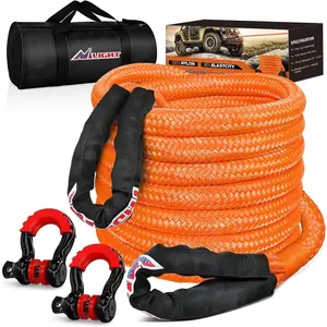 Nilight Kinetic Recovery Tow Rope Kit with 3/4 Inch Anti-Theft D-Ring Shackles 1 Inch x 30ft Heavy Duty Offroad Tow Rope Snatch Strap Towing Strap kit 48,000LBS for UTV ATV SUV Truck Car Jeep Tractor