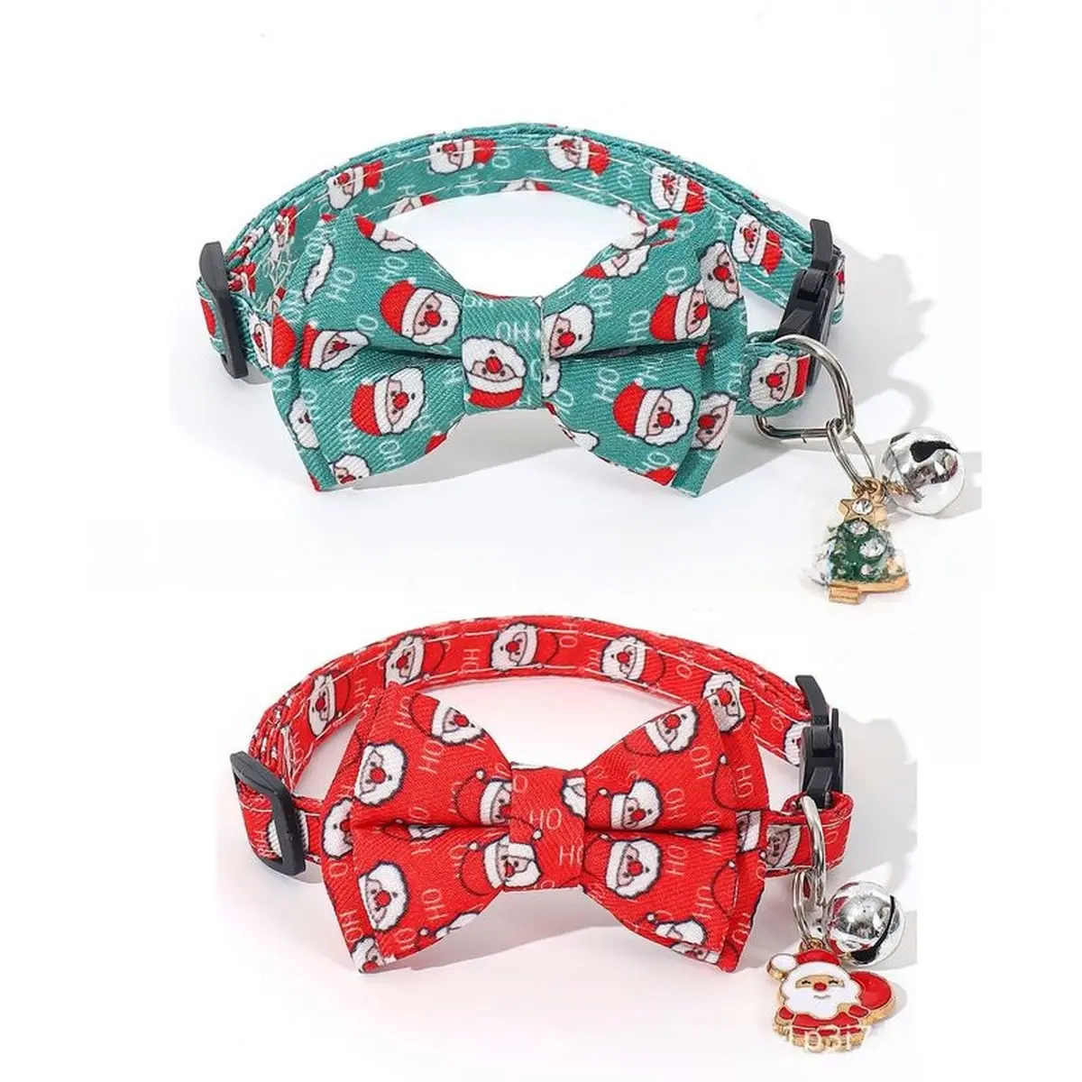 Christmas Cat Collar for Cats - Polyester Pet Accessory with Detachable Cartoon Bow and Holiday Look Charm Pendant