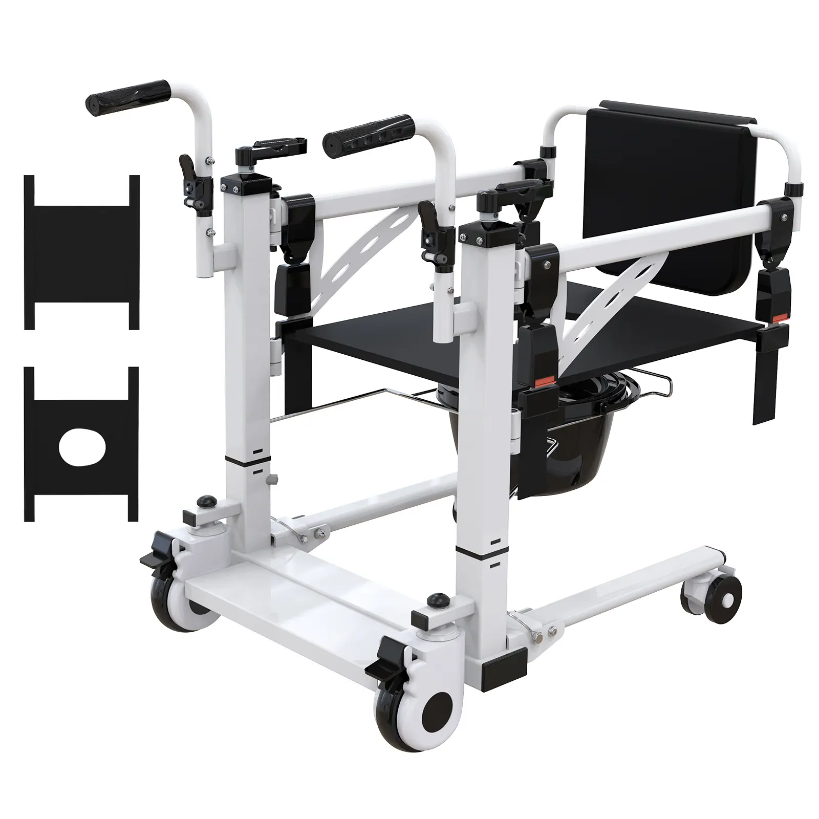 GAOMON Patient Lift Transfer Chair for Home and Bathroom - Manual Portable Ergonomic Lift Chair Lift Aid - Split Seat Elderly Wheelchair - Bedside Commode with Bedpan - Lightweight Take a seat-to-Stand Aid-to-Stand Mobility Aid