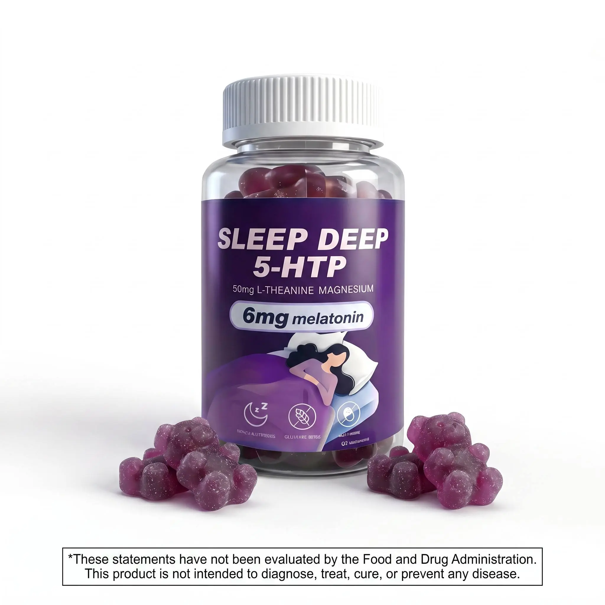 POWERBIRTH 6 mg Melatonin Dietary Supplement, Sleep Aid Supplement, Sleepy Gummies, Melatonin Gummies, Natural Grape Flavor, Sugar-Free, Soy-Free, Gluten-Free Relaxation Plant Extracts Night Shift