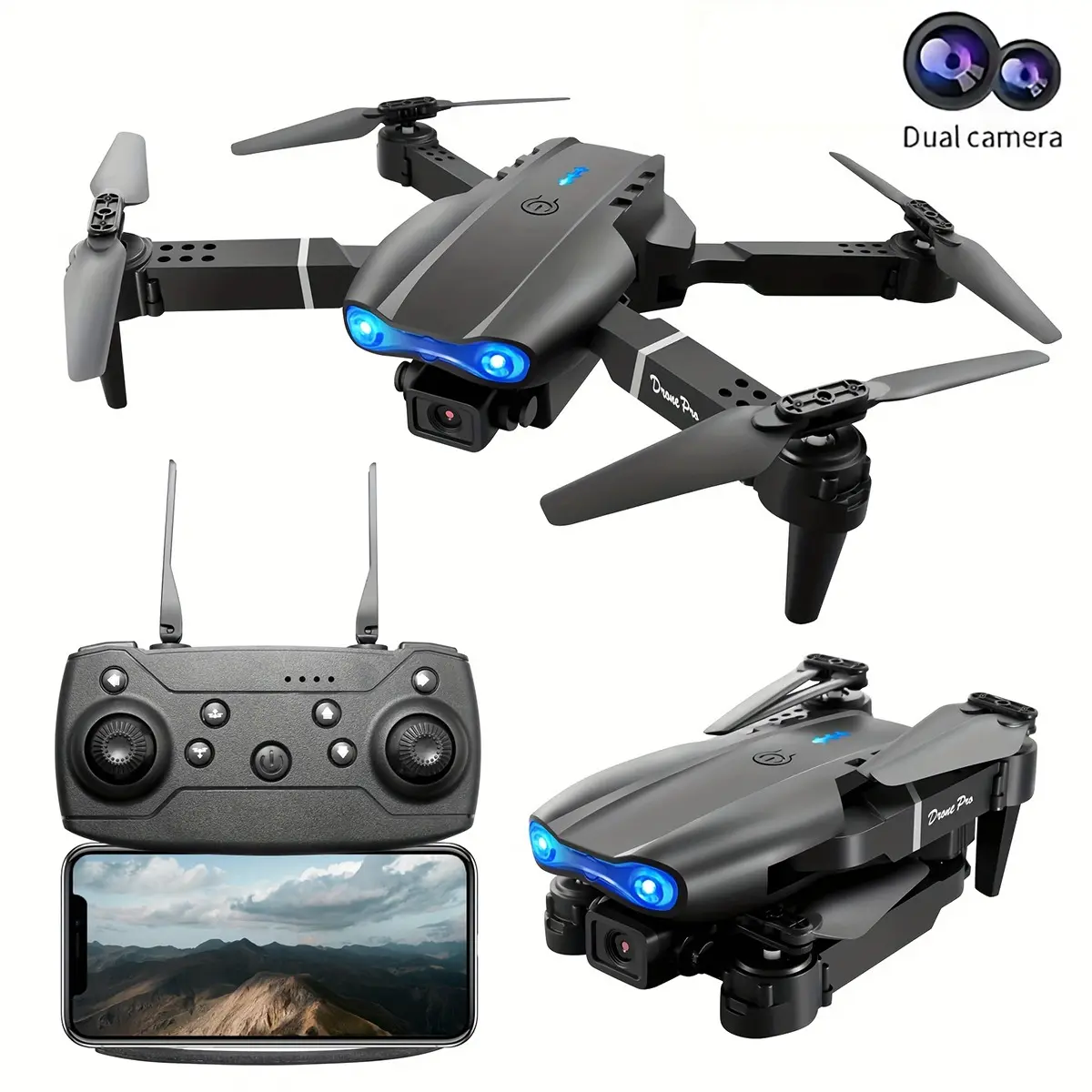 E99 Dual Camera Drone for Aerial Photography, Supports HD Dual-Lens Shooting, Comes with Portable Storage Bag & Full Accessories, Beginner-Friendly to Easily Capture Outdoor Moments