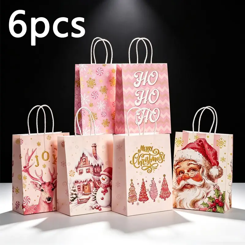 Christmas Party Gift Bags, Paper Santa Claus Gifts with Handles, Perfect for Holiday Decorations and Candy Packaging