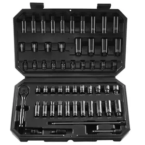 VEVOR Drive Impact Socket Set 1/4" - 55 Piece Deep Shallow Socket Set SAE 5/32"-9/16" and Metric 4-15mm - 6 Point CR-V Alloy Steel for Auto Repair - Easy-to-Read Size Markings - Storage Case