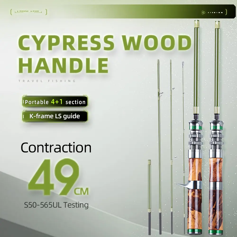 Fishingfans 1.50-1.68m Ul Wood Handle Fishing Rod, Fishing Poles, Ultralight Carbon Material, 1-8g Capacity, Portable Design for Travel